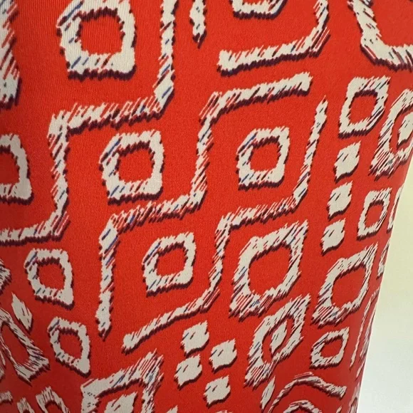 LuLaRoe Dani Sz L Red Geometric Maxi Dress Silky - Picture 3 of 5